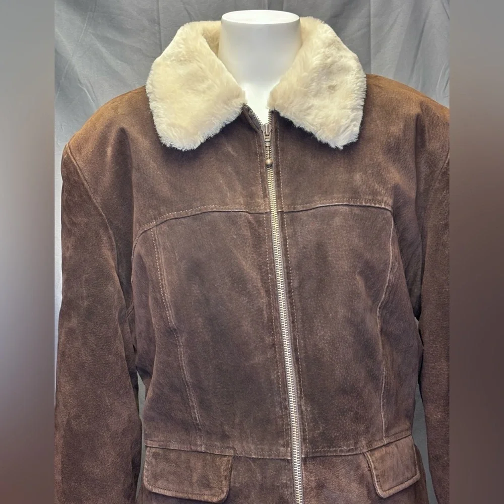 Wilson’s Rare Y2K Vintage Maxima Suede Leather Faux Fur Long Bomber Jacket XL